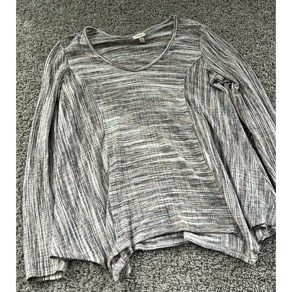 Knox rose women’s large tan creme‎ long sleeve flowy shirt loose soft stretch - Picture 2 of 6